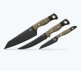 BENCHMADE- 3 Piece Kitchen Knife Set in OD Green G10