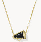 KENDRA SCOTT- Cheer Gold Short Pendant Necklace in Black Agate