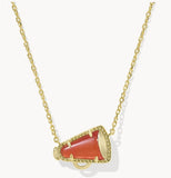 KENDRA SCOTT- Cheer Gold Short Pendant Necklace in Papaya Mother of Pearl