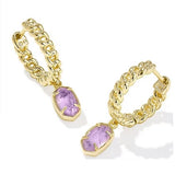 KENDRA SCOTT- Emilie Gold Huggie Earrings in Amethyst