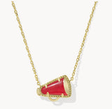 KENDRA SCOTT- Cheer Gold Short Pendant Necklace in Red Illusion