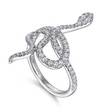 GABRIEL & CO- Serpentina 14K White Gold Diamond Snake Ladies Ring