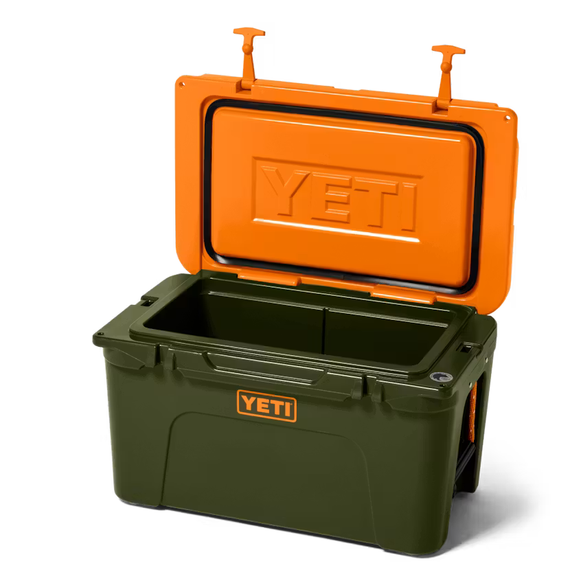 YETI- Tundra 45 Cooler in Olive/King Crab Orange