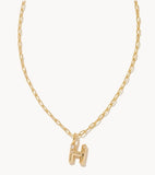 KENDRA SCOTT- Crystal Initial Letter Gold Short Pendant Necklace in White Crystal