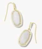 KENDRA SCOTT- Dani Enamel Framed Drop Earrings Gold White Mother of Pearl