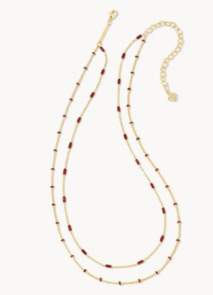 KENDRA SCOTT- Dottie Gold Multi Strand Necklace Burgundy