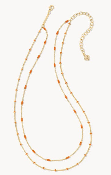 KENDRA SCOTT- Dottie Gold Multi Strand Necklace in Orange