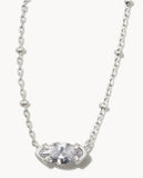 KENDRA SCOTT- Genevieve Rhodium Satellite Short Pendant Necklace in White Crystal