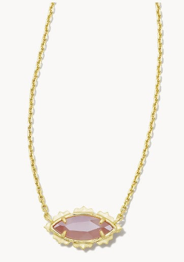 KENDRA SCOTT- Genevieve Gold Short Pendant Necklace in Luster Plated Pink Cats Eye