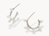 KENDRA SCOTT- Leighton Rhodium Pearl Huggie Earrings