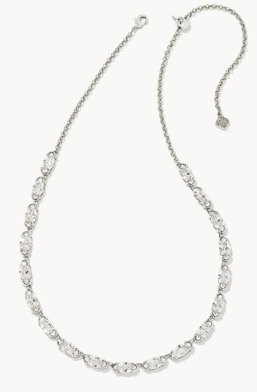 Blair Silver Jewel Chain Necklace in White Crystal