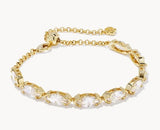 KENDRA SCOTT- Genevieve Gold Delicate Chain Bracelet in White Crystal