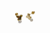 LUKA GOLD- 10kt Gold Screw Back Butterfly w/ Pearl Earrings