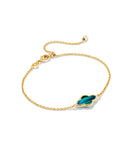 KENDRA SCOTT- Framed Abbie Gold Delicate Chain Bracelet in Teal Tigers Eye