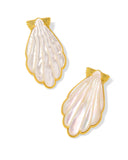 KENDRA SCOTT- Alexa Vintage Gold Statement Earrings in Ivory Mother of Pearl
