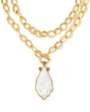 KENDRA SCOTT- Alexa Vintage Gold Statement Necklace in Ivory Mother of Pearl