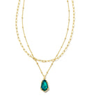 KENDRA SCOTT- Alexandria Gold Multi Strand Necklace in Teal Green Illusion