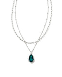 KENDRA SCOTT- Alexandria Silver Multi Strand Necklace in Teal Green Illusion
