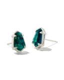 KENDRA SCOTT- Alexandria Rhodium Stud Earrings in Teal Green Illusion