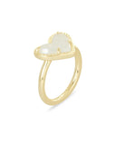 KENDRA SCOTT- Ari Heart Gold Band Ring in Iridescent Drusy