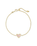 KENDRA SCOTT- Ari Heart Gold Chain Bracelet in Rose Quartz