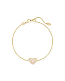 KENDRA SCOTT- Ari Heart Gold Chain Bracelet in Iridescent Drusy