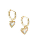 KENDRA SCOTT- Ari Heart Gold Huggie Earrings in Dichroic Glass