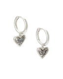 KENDRA SCOTT- Ari Heart Rhodium Huggie Earrings in Ivory Mother of Pearl