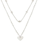 KENDRA SCOTT- Ari Heart Multi Strand Necklace in Rhodium Metal