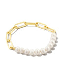 KENDRA SCOTT- Ashton Gold Half Chain Bracelet in White Pearl