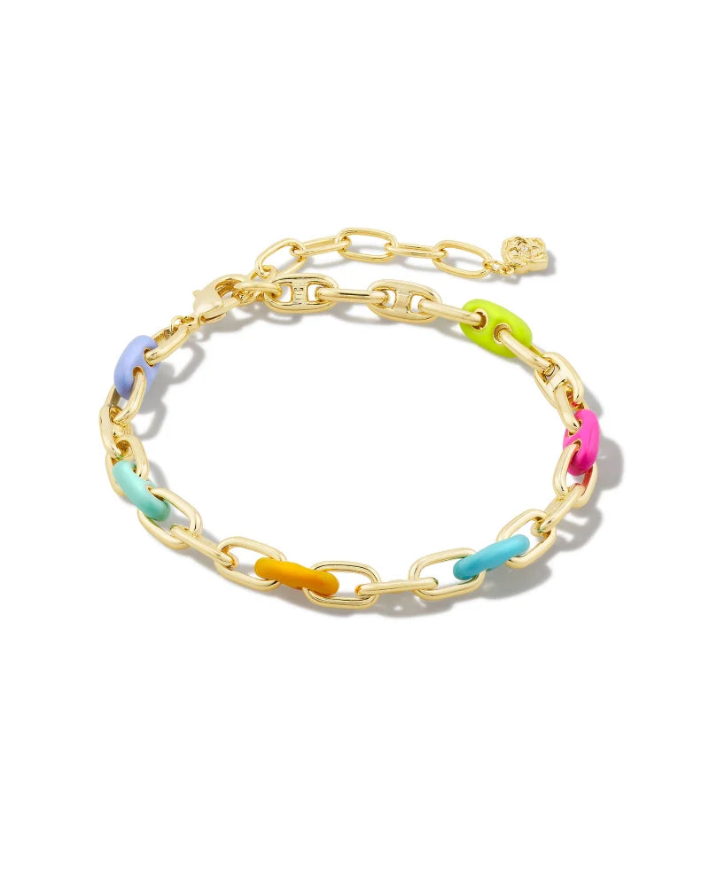 KENDRA SCOTT- Bailey Gold Chain Bracelet in Rainbow Multi Mix
