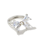 KENDRA SCOTT- Blair Silver Bow Cocktail Ring in White CZ