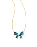KENDRA SCOTT- Blair Gold Bow Short Pendant Necklace in Teal Mix