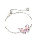 KENDRA SCOTT- Blair Silver Butterfly Delicate Chain Bracelet in Pink Mix