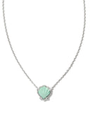 KENDRA SCOTT- Brynne Shell Pendant Necklace Rhodium Sea Green Chryscl