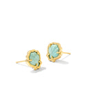 KENDRA SCOTT- Brynne Shell Stud Earrings Gold Sea Green Chryscl