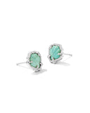 KENDRA SCOTT- Brynne Shell Stud Earrings Rhodium Sea Green Chryscl