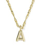 KENDRA SCOTT- Bubble Letter Pendant Necklace in Gold Metal