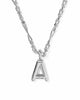 KENDRA SCOTT- Bubble Letter Pendant Necklace in Rhodium Metal