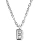 KENDRA SCOTT- Bubble Letter Pendant Necklace in Rhodium Metal