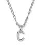 KENDRA SCOTT- Bubble Letter Pendant Necklace in Rhodium Metal