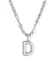 KENDRA SCOTT- Bubble Letter Pendant Necklace in Rhodium Metal