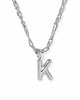 KENDRA SCOTT- Bubble Letter Pendant Necklace in Rhodium Metal