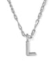 KENDRA SCOTT- Bubble Letter Pendant Necklace in Rhodium Metal