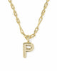 KENDRA SCOTT- Bubble Letter Pendant Necklace in Gold Metal
