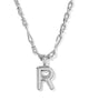 KENDRA SCOTT- Bubble Letter Pendant Necklace in Rhodium Metal