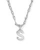 KENDRA SCOTT- Bubble Letter Pendant Necklace in Rhodium Metal