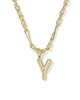 KENDRA SCOTT- Bubble Letter Pendant Necklace in Gold Metal
