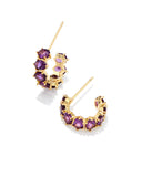 KENDRA SCOTT- Cailin Gold Crystal Huggie Earrings in Purple Crystal