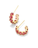 KENDRA SCOTT- Cailin Gold Crystal Huggie Earrings in Red Crystal